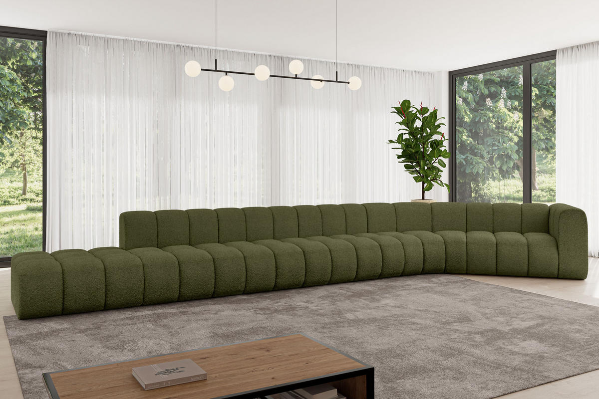 ECKSOFA modulares Sofa Tilmo-L3 - 581x194x70 cm Grün - Grün, Holzwerkstoff/Textil (581/194cm) - ALTDECOR