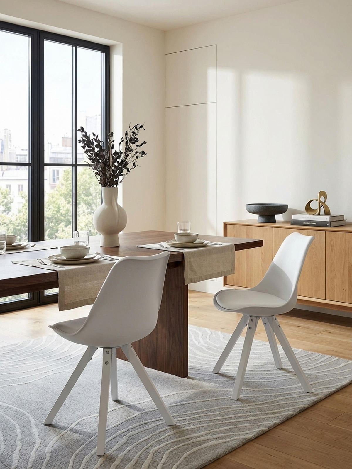 ESSZIMMERSTUHL 2er Set Kunstlederbezug mit Holzgestell Modern gepolstert, Weiß 52x49x87 cm - Weiß, Holz/Kunststoff (52/87/49cm) - KADIMA DESIGN