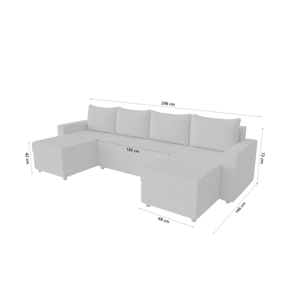 WOHNLANDSCHAFT Goka Lux U mit Schlaffunktion, Graphit - Graphitfarben, Textil (298/72/146cm) - Fedve
