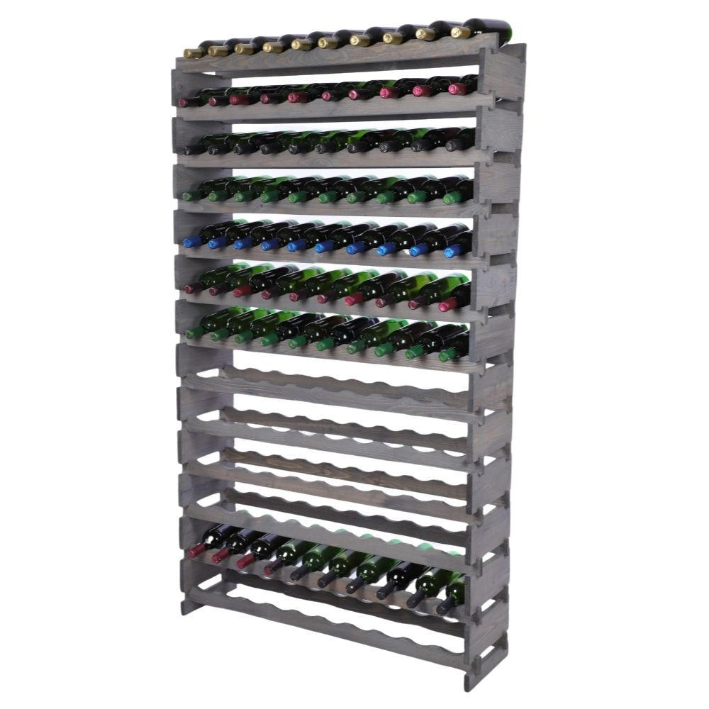 WEINREGAL VINOTECA FLEX PRO HxBxT 177x103x28cm 130 Flaschen auf 13 Ebene Grau - Grau, Holz (103/177/28cm) - PROREGAL