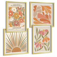 BILDER SET 4er Set - 50x50 cm & 40x60 cm Goldrahmen - Pastellfarbene Sonnenblumen - Goldfarben, Kunststoff (50/50cm) - TULUP
