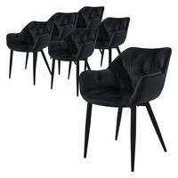 ESSZIMMERSTUHL Samt Schwarz 6er Set - Schwarz, Metall (67/83/59cm) - ML-DESIGN