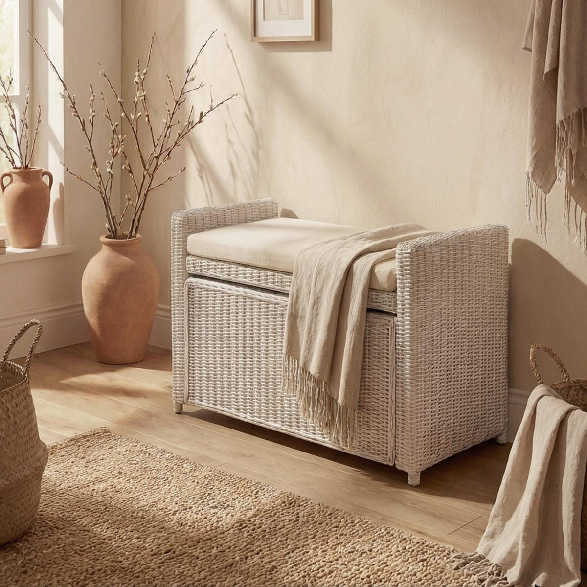 AUFBEWAHRUNGSTRUHE Reinweiß - Weiß, Holz (88/51/44cm) - MCW