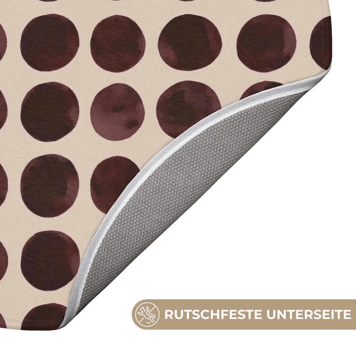 KOUPELNOVÁ PŘEDLOŽKA Puntíky - Vzor - Hnědý 70x70 cm - bordeaux, textil/plast (70/70cm)