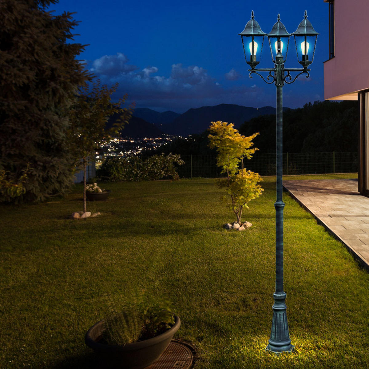 LED STEHLEUCHTE Norderney Schwarz - Schwarz, Glas (58/55/220cm)