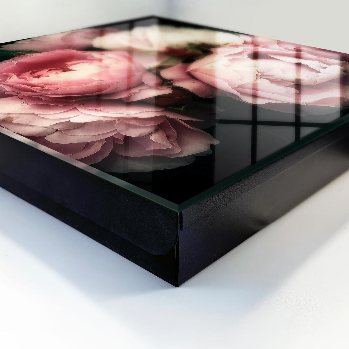 SCHLÜSSELBOX Schwarz 30x30 cm- Türöffnung nach rechts - Blumenzauber - Pink, Metall (30/30/5cm) - TULUP