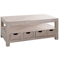 COUCHTISCH Akazie 120x70x50 white stone getüncht NATURE WHITE #33 - Beige, Holz (120/70/50cm) - Massivmoebel24