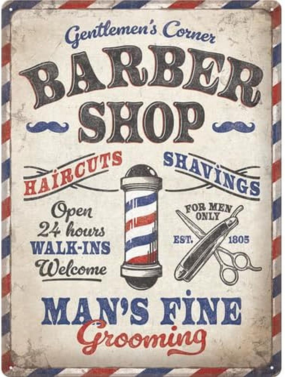 BLECHSCHILD 30/40 cm Barber Shop - Multicolor, Metall (30/40/0.2cm) - Nostalgic-Art