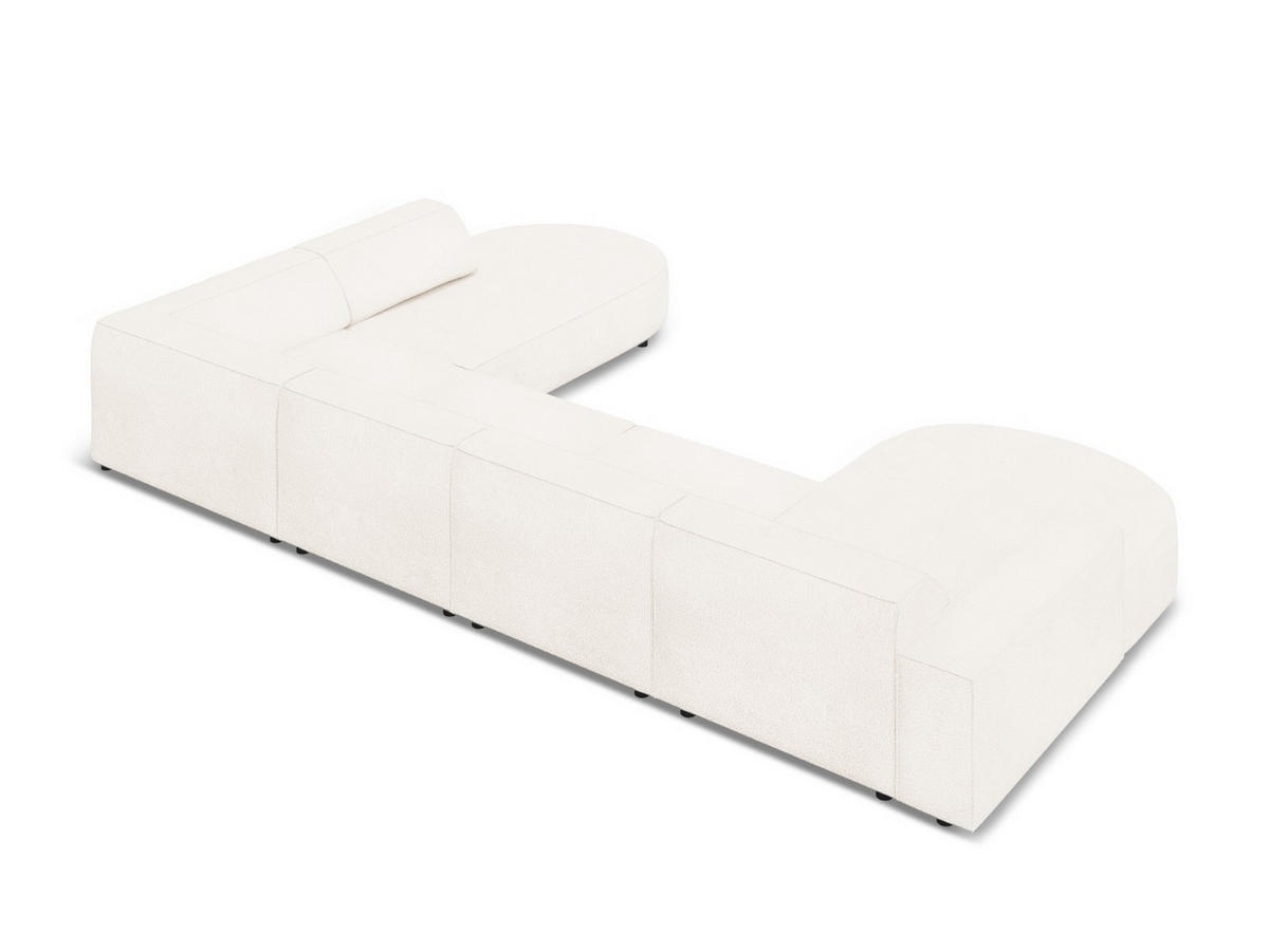 PANORAMASOFA rechts Jodie aus Boucle beige 7 Sitzplätze - Beige, Textil (262/70/364cm) - Micadoni