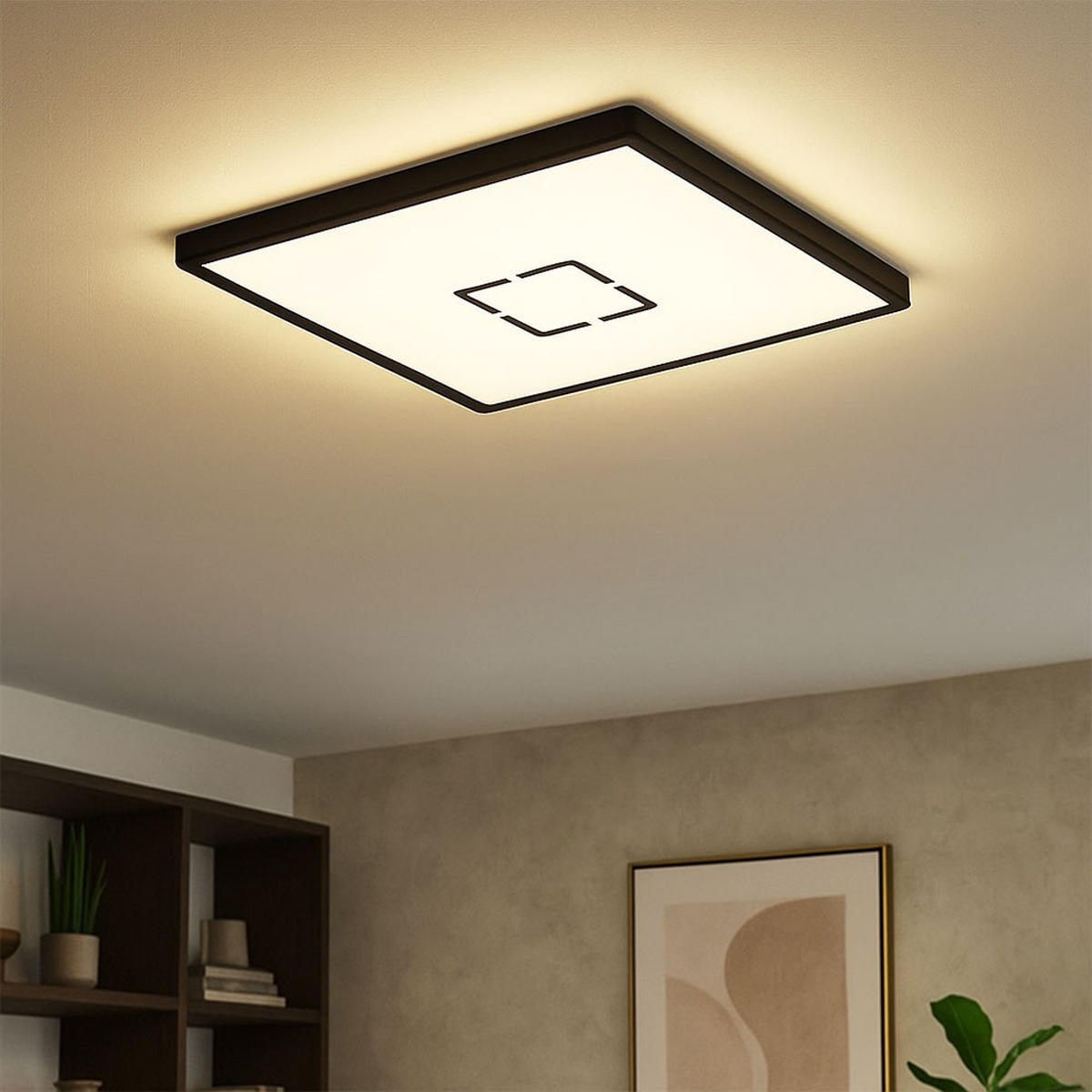 LED DECKENLEUCHTE Schwarz Backlight quadratisch - Schwarz, Kunststoff (42/42/2.9cm) - Briloner