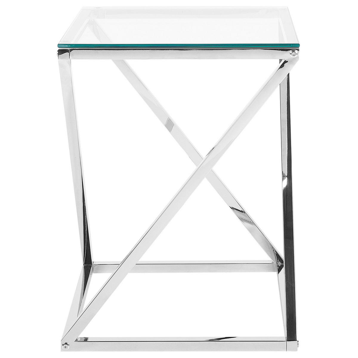 BEISTELLTISCH Glas Silber quadratisch 40/40 cm Beverly - Transparent/Silberfarben, Glas (40/40/55cm) - Beliani