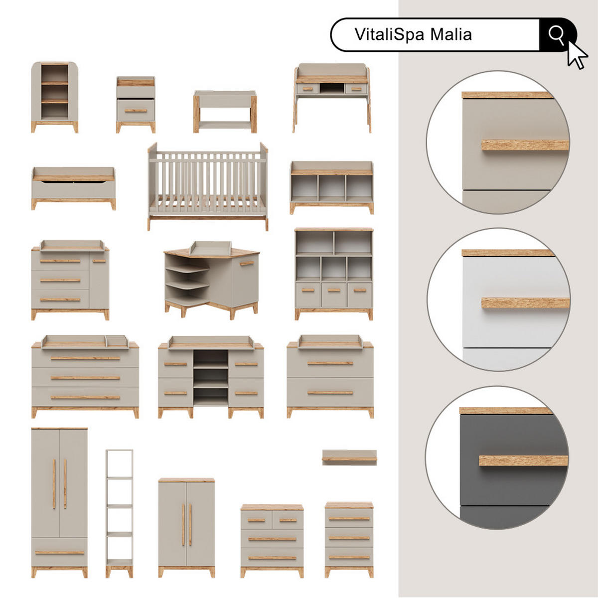 KINDERREGAL Malia Cashmere 60 x 88 cm mit 9 fächern - Kaschmir/Hellgrau, Holzwerkstoff (60/88/30cm) - VitaliSpa