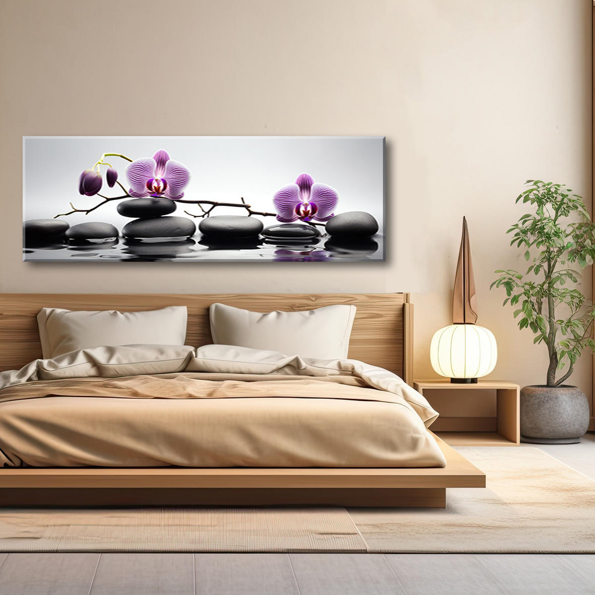 WANDBILD spa zen orchidee - Pink, Textil (90/30cm) - Feeby