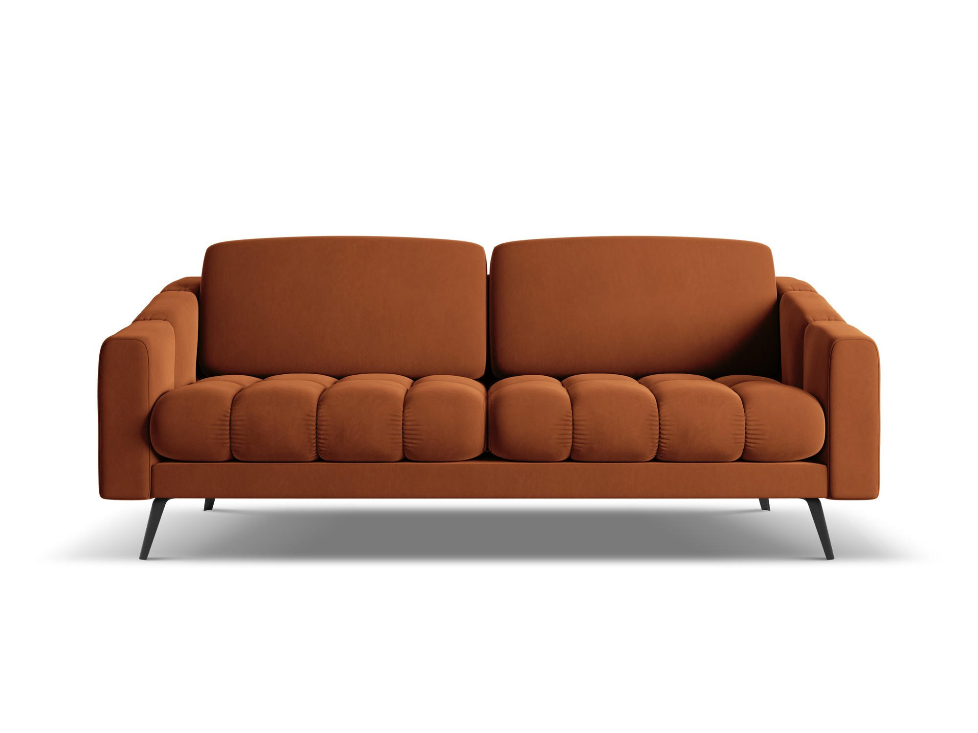 3-SITZER SOFA Samt Stoff Orange - Terra cotta/Schwarz, Textil/Metall (202/80/95cm) - Makamii