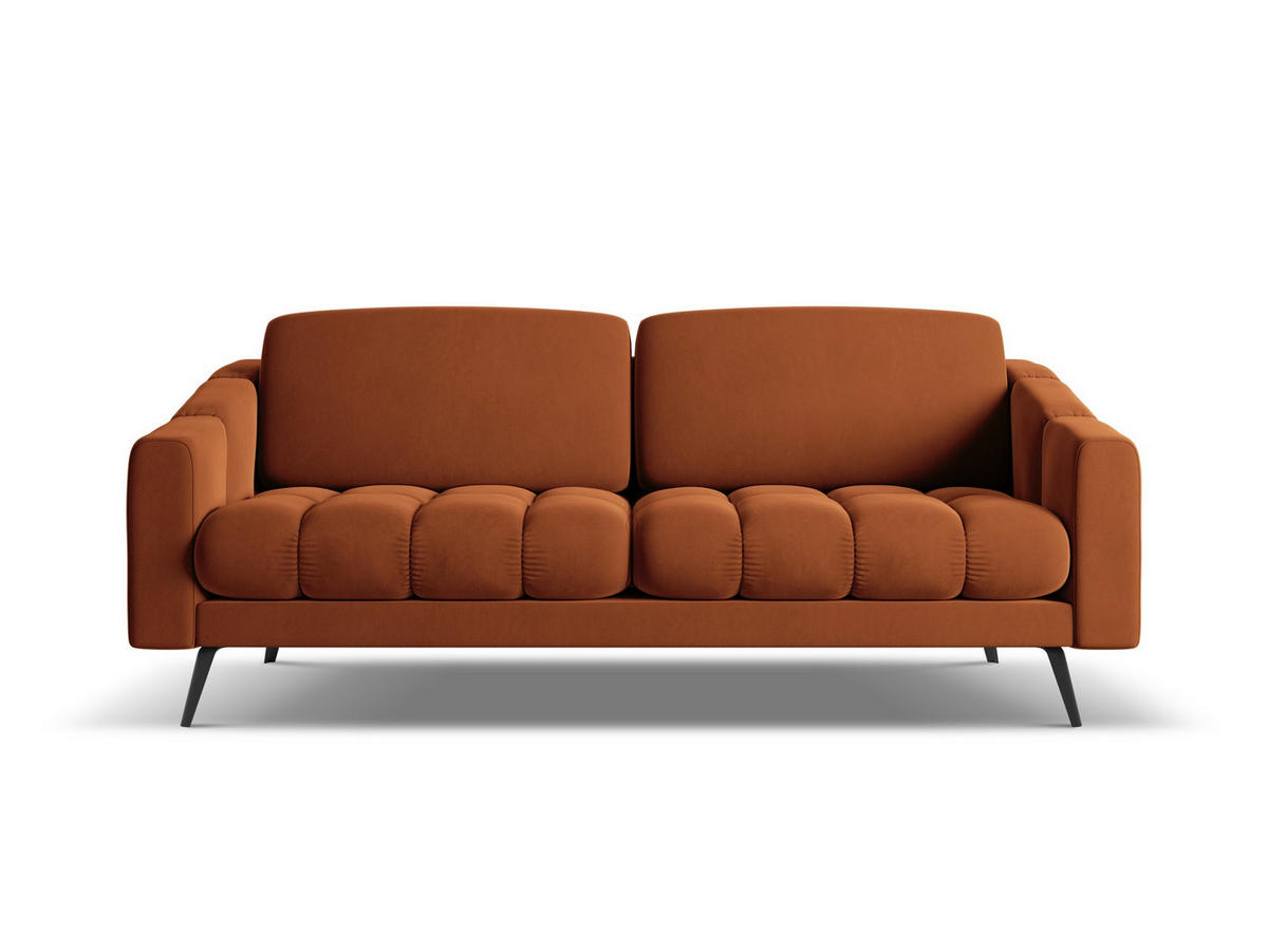 3-SITZER SOFA Samt Stoff Orange - Terra cotta/Schwarz, Textil/Metall (202/80/95cm) - Makamii