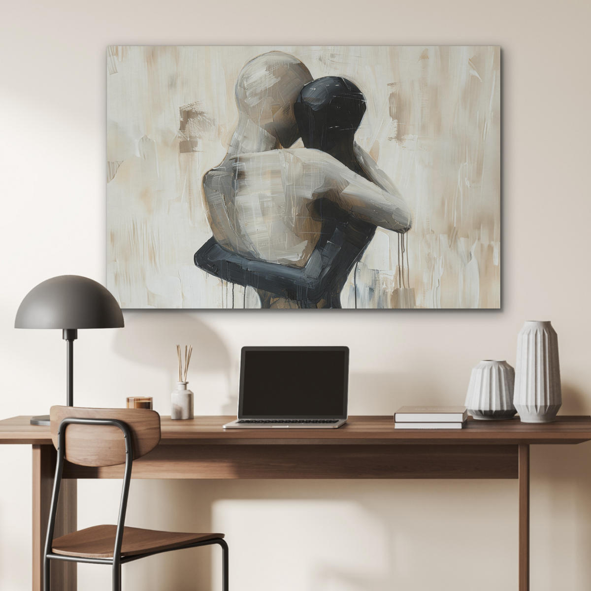AKUSTIKPANEEL Abstrakt - Liebe - Schwarz und weiß - Modern 100x70 cm - Schwarz, Textil (100/0.9/70cm) - MuchoWow