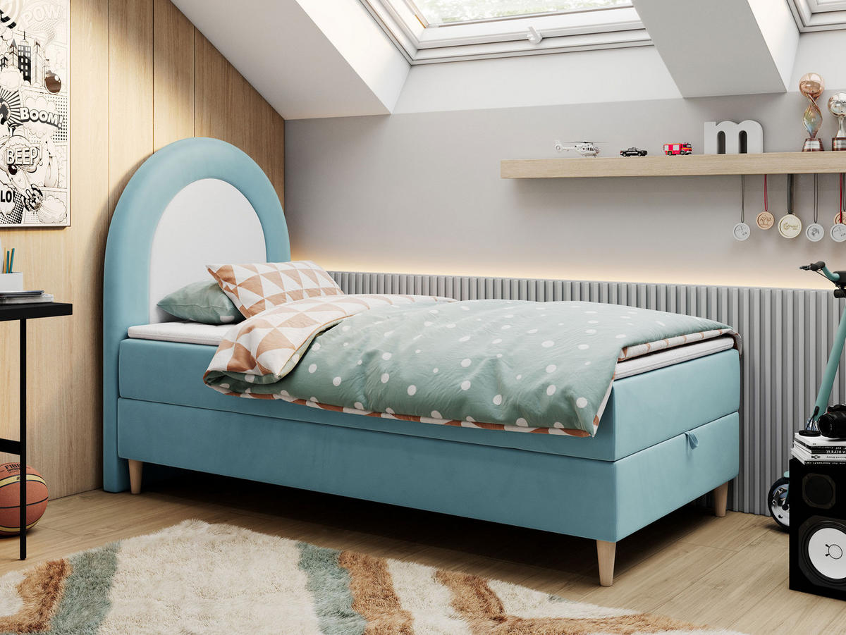 BOXBETT NEST 90/180 Blau Velvet - H3 - Blau, Holz/Textil (90/180cm) - MKS