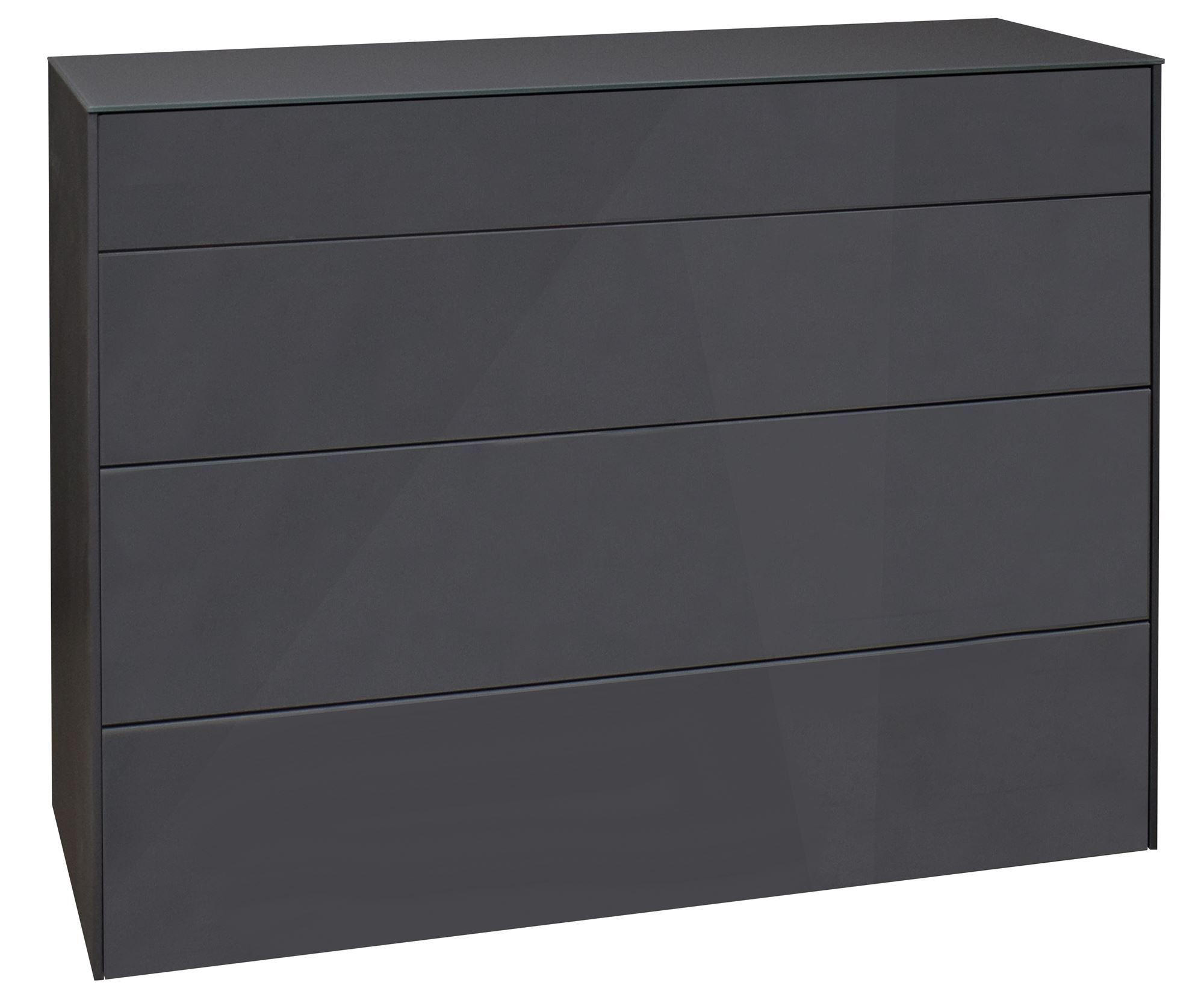 KOMMODE Elfi 121x42x89 Hochglanz Anthrazit/Glas Anthrazit - Anthrazit, Holzwerkstoff (121/89/42cm) - 58aufmkessel