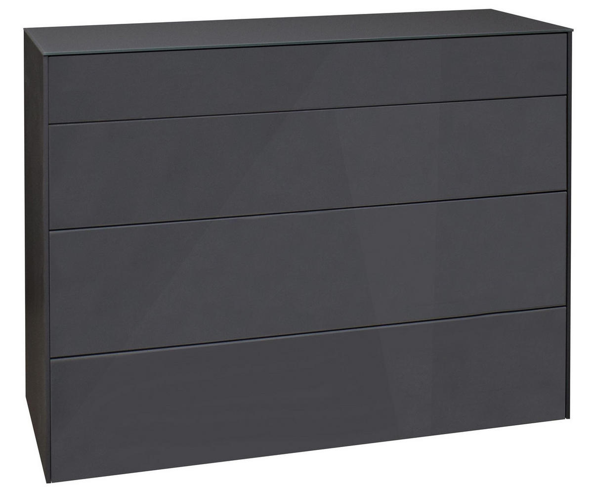 KOMMODE Elfi 121x42x89 Hochglanz Anthrazit/Glas Anthrazit - Anthrazit, Holzwerkstoff (121/89/42cm) - 58aufmkessel