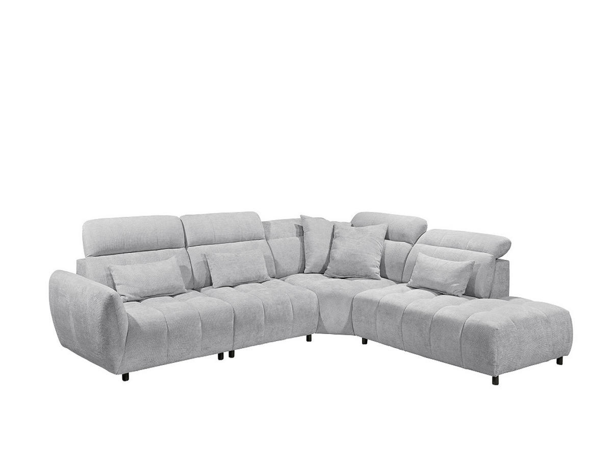 ECKSOFA mit verstellbaren Kopflehnen und Nosagfederung - Hellgrau, Textil (285/339cm) - ed exciting design