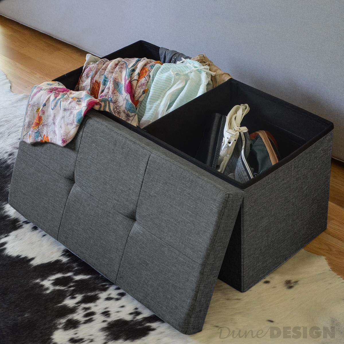 SITZBANK Faltbar, 76/38/38 cm, mit Trennwand, 80 Liter, Dunkelgrau - Grau, Kunststoff (38/38/76cm) - Dunedesign