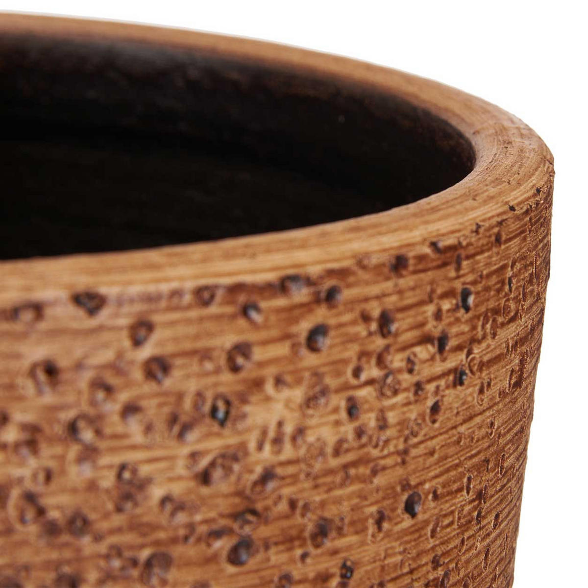 BLUMENTÖPFE Dots&Lines 20/25 cm, 2er-Set - Cognac, Keramik (25/23cm)