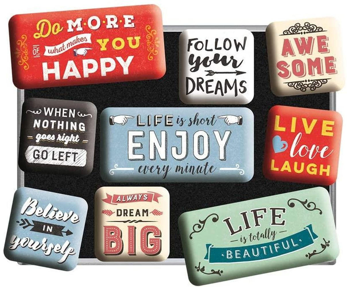 MAGNETSET 9-teilig Word Up Enjoy Life - Multicolor, Metall (9/7/2cm) - Nostalgic-Art
