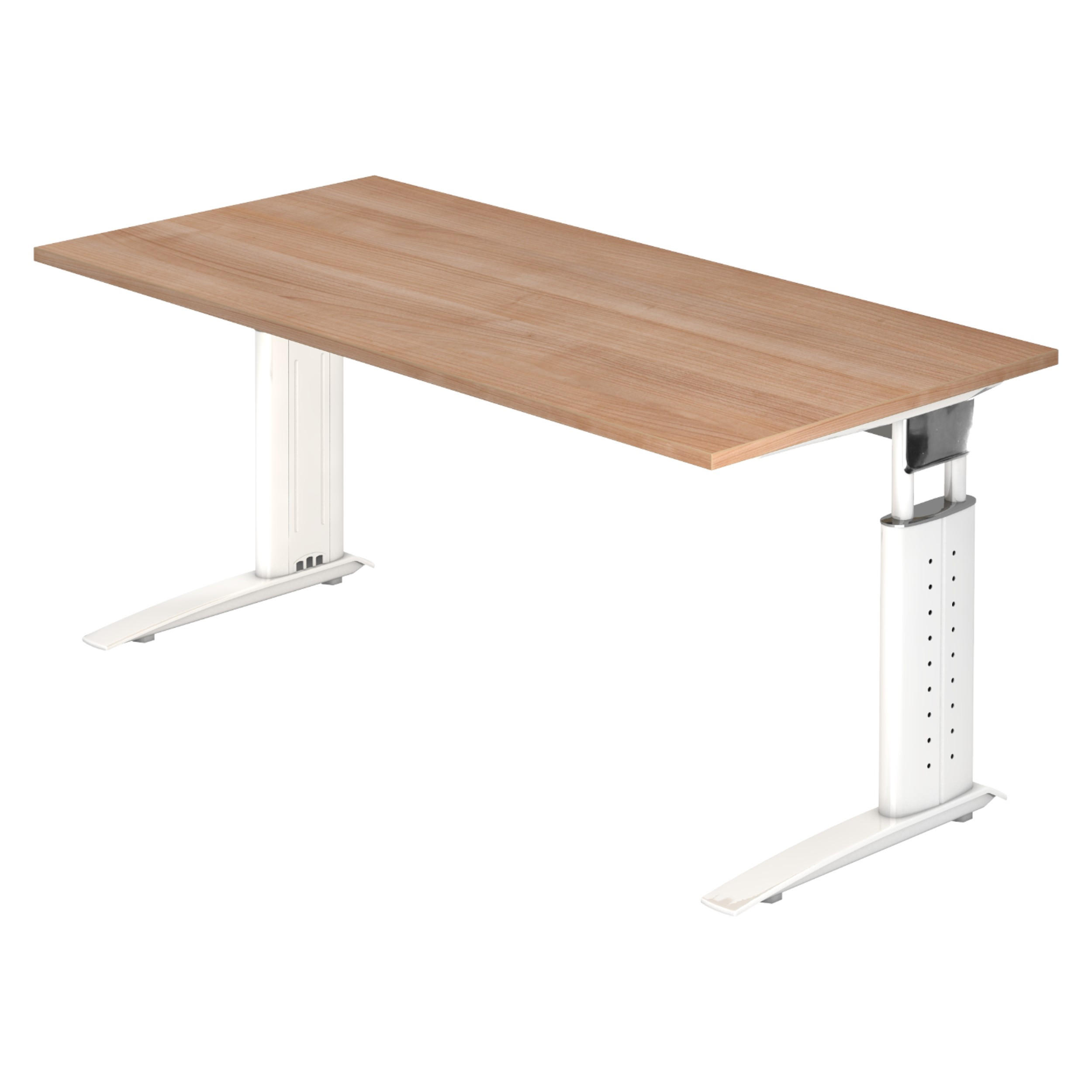 SCHREIBTISCH Serie-U 80/160/74 cm in Nussbaumfarben/Weiß - Nussbaumfarben/Weiß, Holzwerkstoff (80/160/74cm) - bümö
