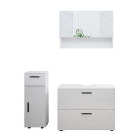 BADMÖBEL-SET Irma Weiß Hochglanz 3 Teile mit Schubladenschrank und Midischrank - Weiß Hochglanz/Weiß, Holzwerkstoff (80/58.6/41cm) - Vicco