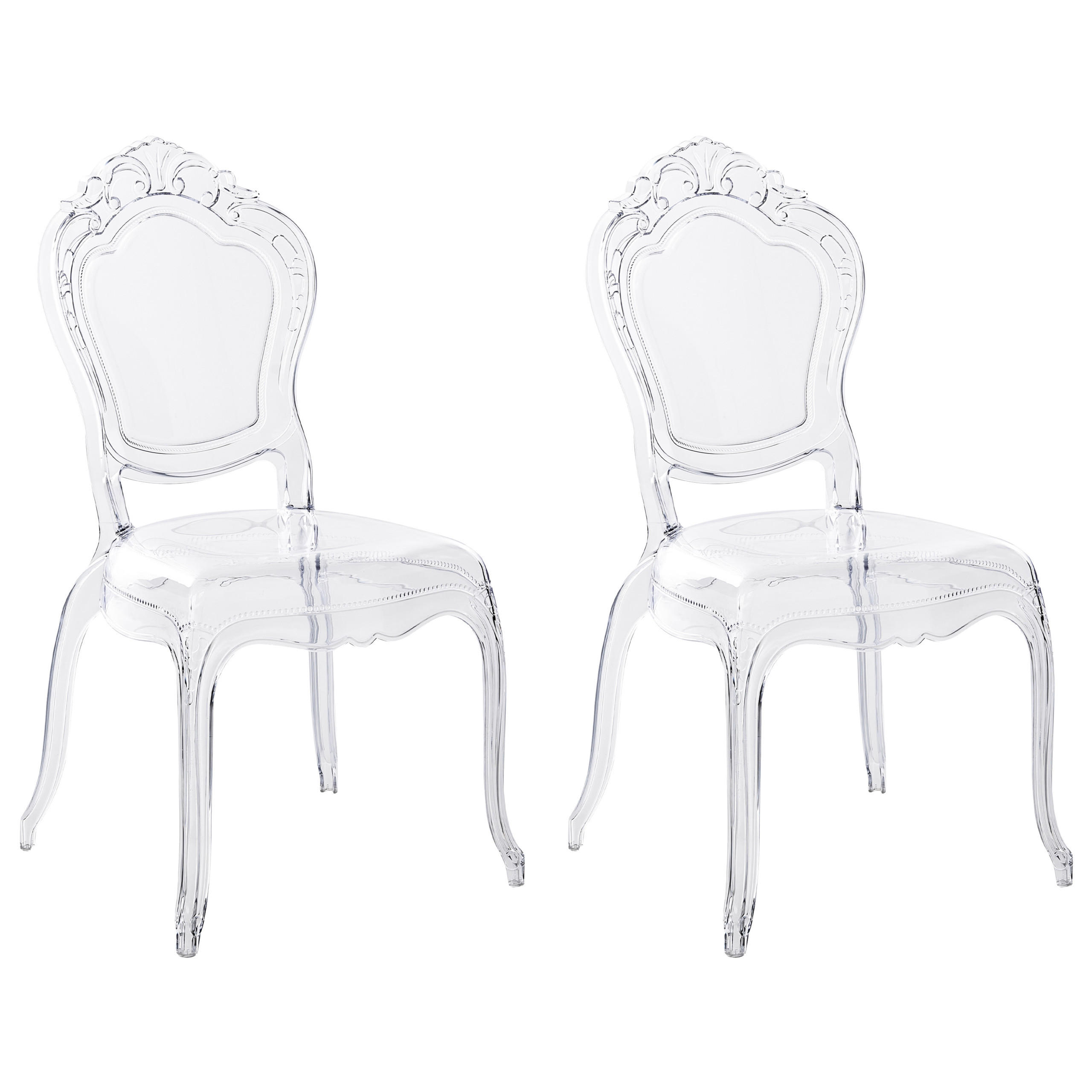 ESSZIMMERSTUHL 2er Set Transparent Vermont - Transparent, Kunststoff (53/97/55cm) - Beliani