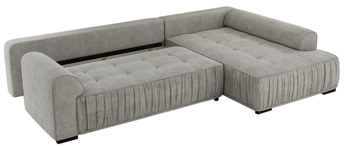 ECKSOFA ORTA Hellgrau Stukture - Rechts - Hellgrau/Schwarz, Textil (200/325cm) - MKS