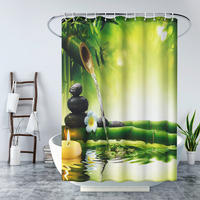 DUSCHVORHANG Grün Bambus Polyester wasserdicht schimmelresistent maschinenwaschbar mit Haken Badezimmer - Grün, Textil (180/180cm) - MCBOSON