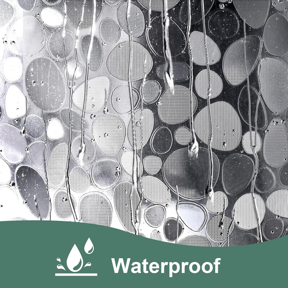 DUSCHVORHANG EVA robust wasserdicht schimmelresistent mit Magneten Muster - Weiß, Textil (180/180cm) - MCBOSON