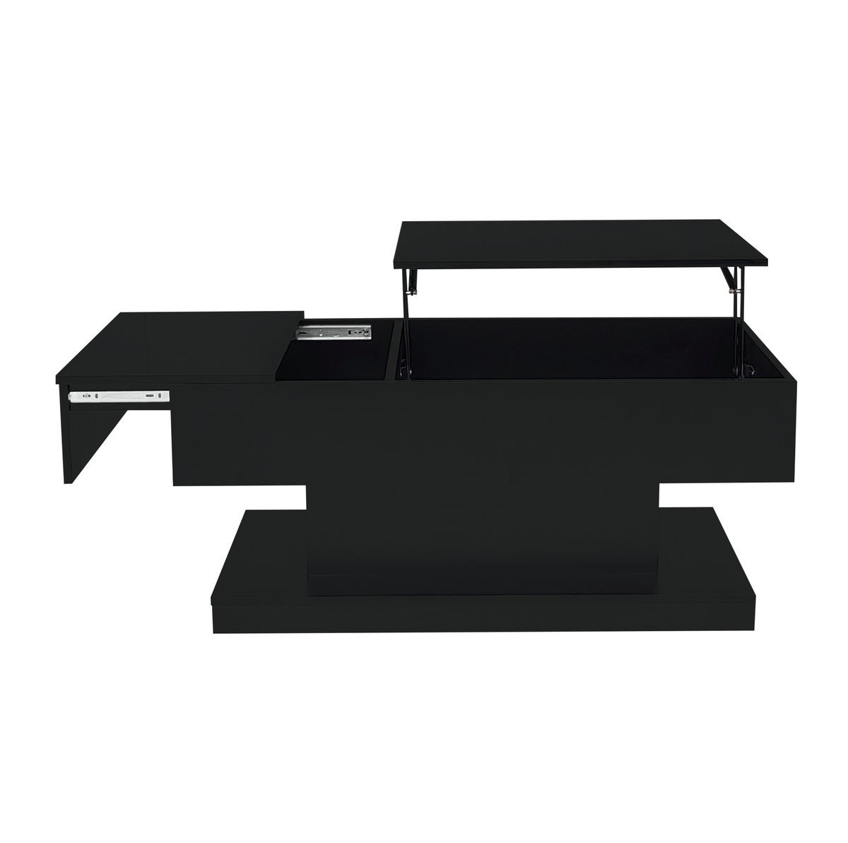 COUCHTISCH 100/50/45 cm in Schwarz aus Spanplatte mit LED-Beleuchtung und Stauraum - Schwarz, Holzwerkstoff (100/50/45cm) - OKMYHOME
