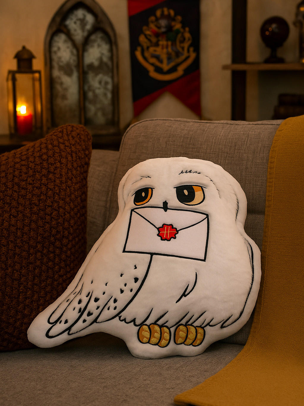 KINDERKISSEN Harry Potter Hedwig mit Brief Weiß 40 x 40 cm - Weiß, Textil (40/40cm) - United Labels