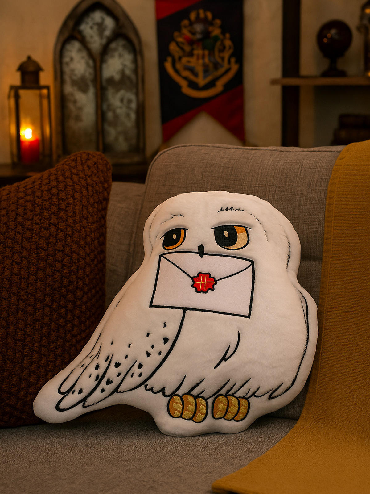 KINDERKISSEN Harry Potter Hedwig mit Brief Weiß 40 x 40 cm - Weiß, Textil (40/40cm) - United Labels