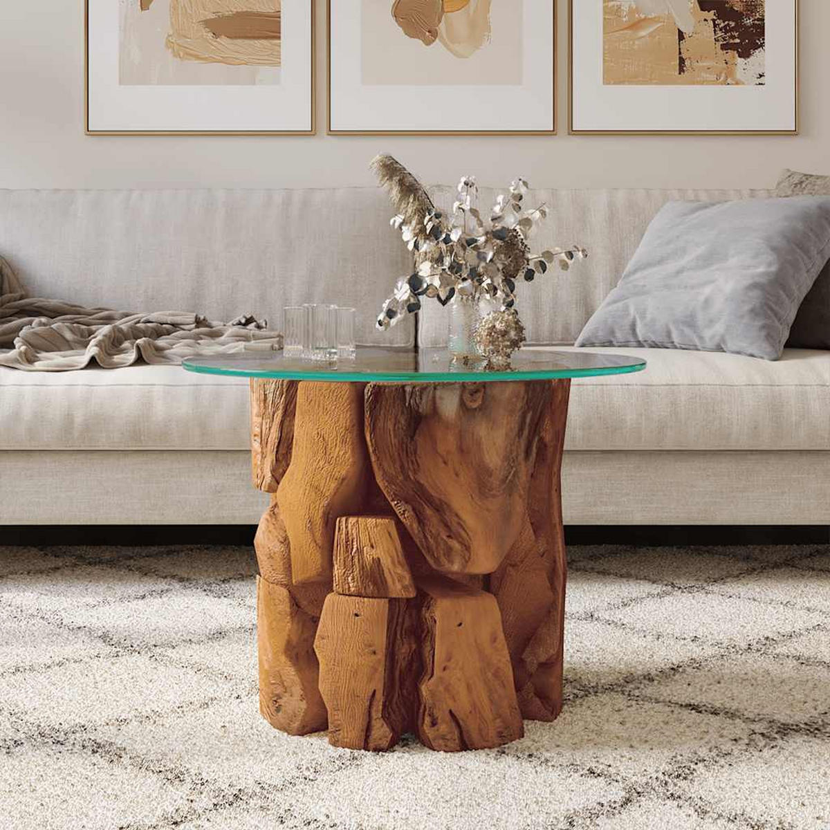 COUCHTISCH Massivholz Teak Treibholz 60 Cm - Braun, Holz (60/40/60cm) - vidaXL