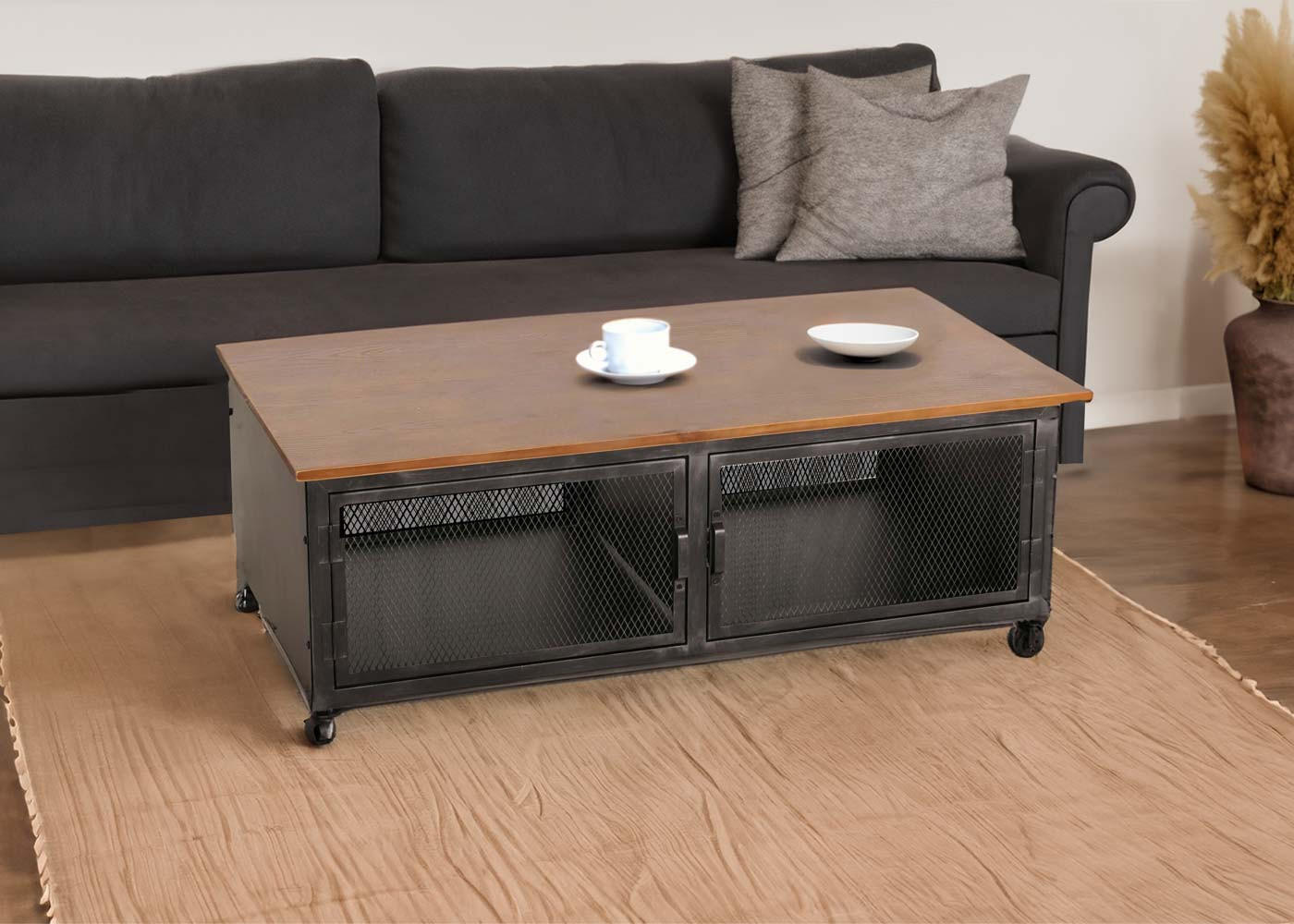 COUCHTISCH Schwarz, Beige - Beige/Schwarz, Holz (60/120/45cm) - MCW
