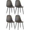 STUHL 4er Set Lederlook Schwarz - Schwarz, Textil/Metall (44/88/51cm) - CLP