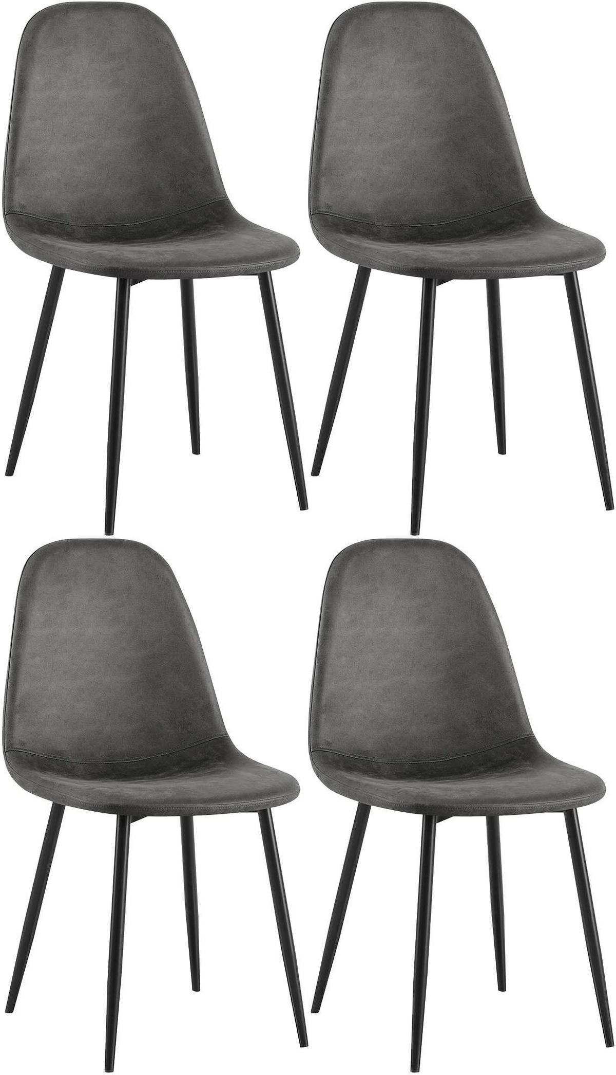 STUHL 4er Set Lederlook Schwarz - Schwarz, Textil/Metall (44/88/51cm) - CLP