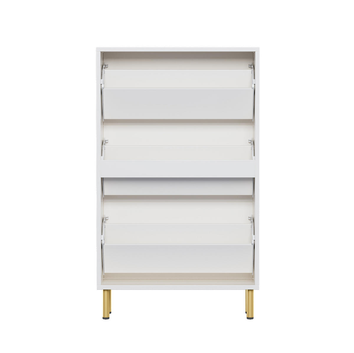 SCHUHSCHRANK aus MDF & Spanplatte 73x23x125cm in Weiß mit 3 Klapptüren - Weiß, Holzwerkstoff (73/125/23cm) - Modfu
