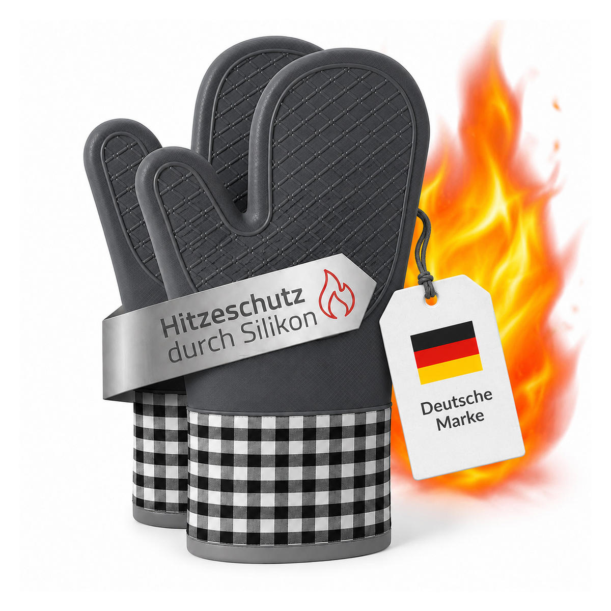 SILIKON Ofenhandschuh 2er Pack - Grau - Grau, Kunststoff (18/29cm)