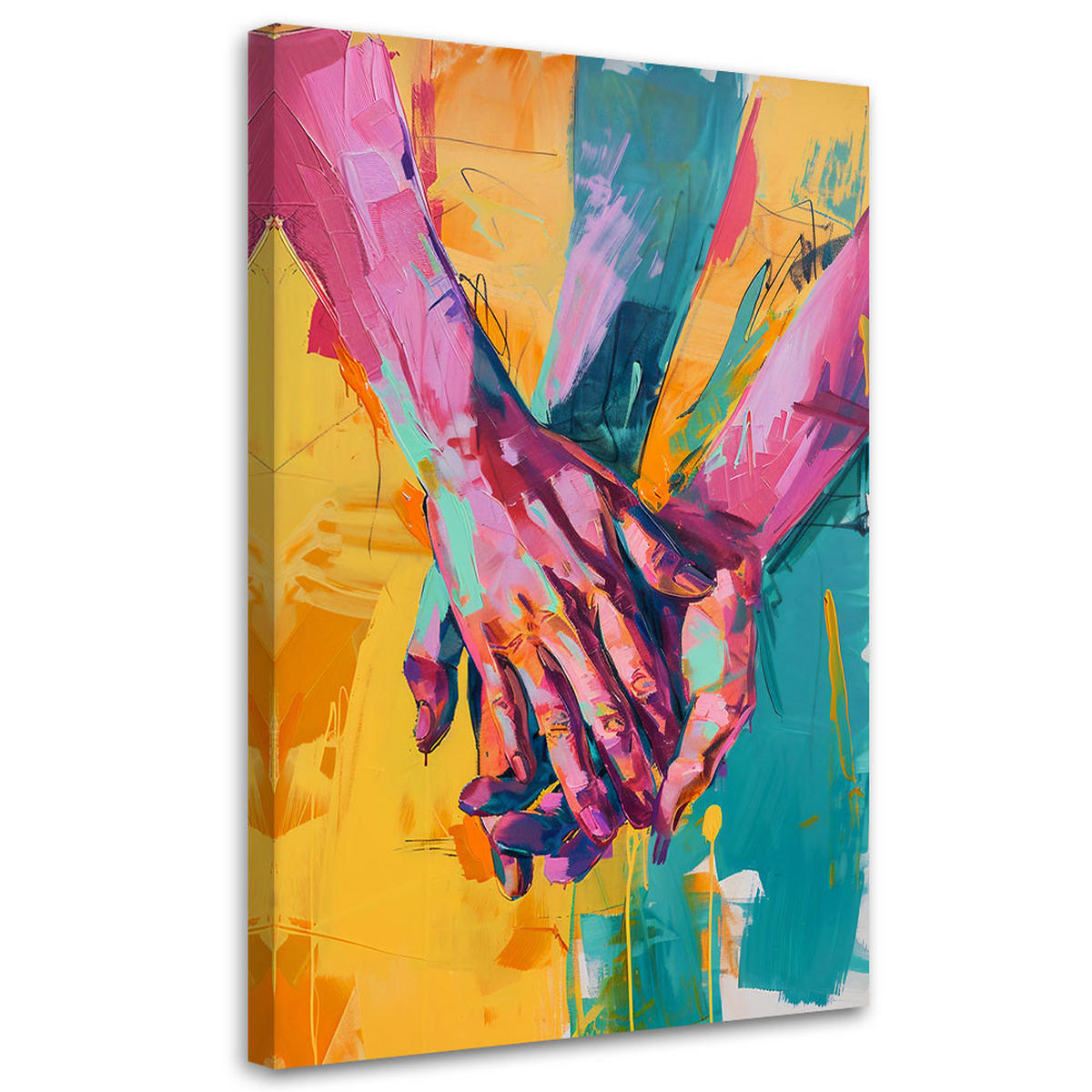 LEINWANDBILD Berührung Liebe Romantisch - Multicolor, Textil (60/90cm) - Feeby