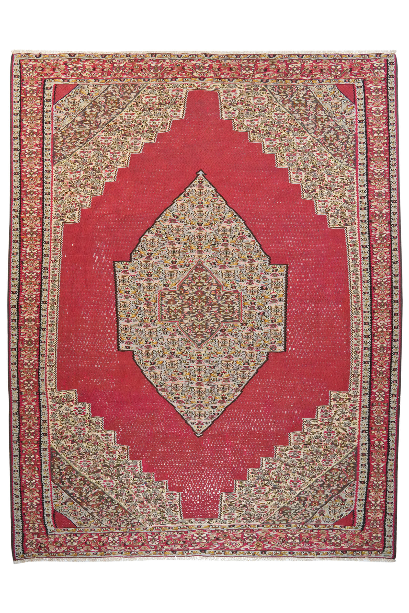 HANDWEBTEPPICH Kelim Senneh Rot 350/267 cm Schurwolle - Rot, Textil (267/350cm) - Looma