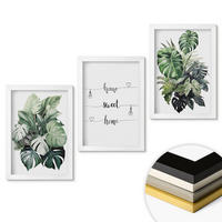 WANDBILDER 3er-Set - 20x30 cm Weißer Rahmen - Aquarell-Monstera-Blätter - Weiß, Kunststoff (20/30cm) - ArtPrintCave