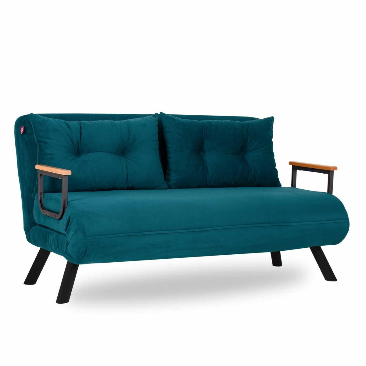 SCHLAFSOFA für 2 Personen mit Stoffbezug und Metallfüßen 133/50/41 cm - Grün, Metall (50/41/133cm) - Calicosy