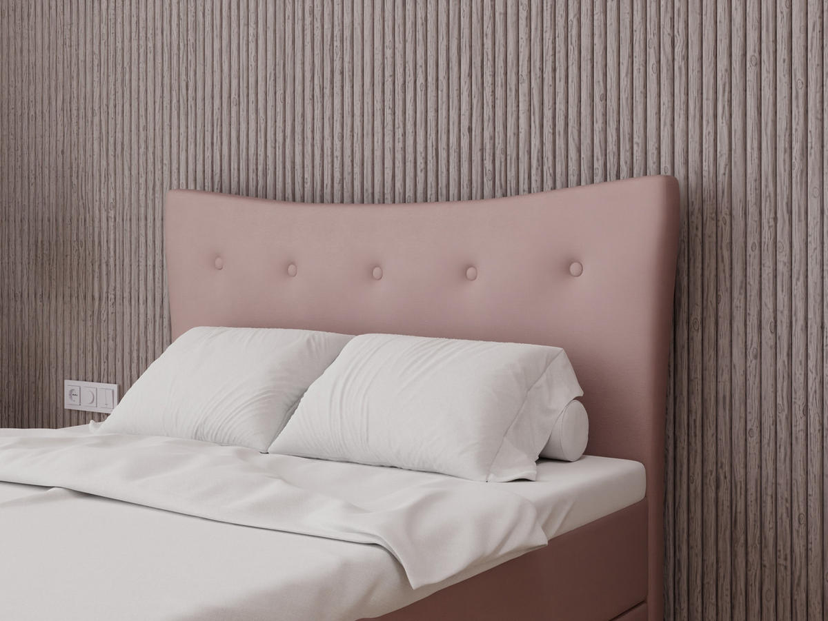 BOXBETT Nevada 140 x 200 cm Doppelbett mit hochwertiger Bonell-Matratze und Topper - rosa - Rosa, Holz (140/200cm) - Panda Möbel