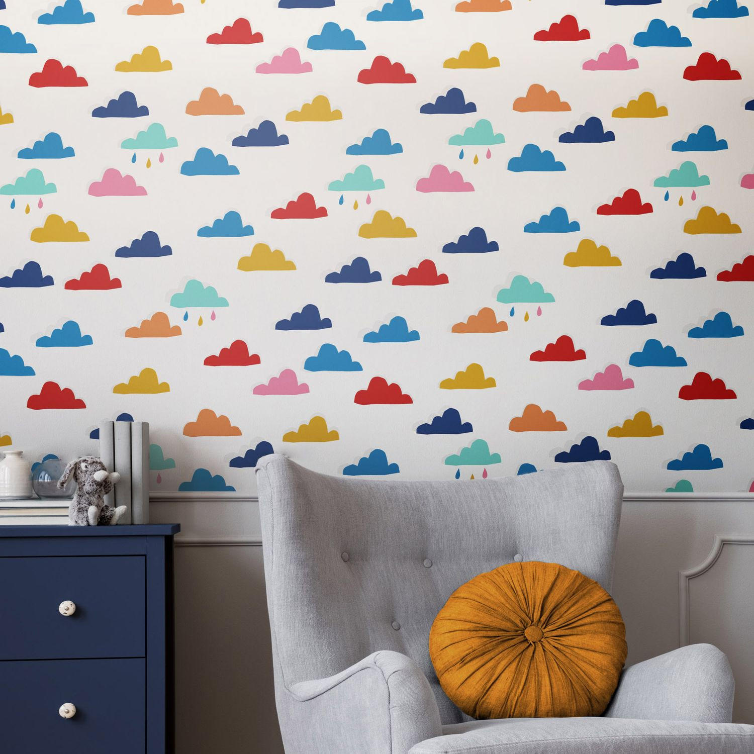VLIESTAPETE - Kunterbunte Wolkentage - Multicolor, Papier/Kunststoff (52/1000cm) - Joules