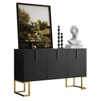 SIDEBOARD 130/40/80 cm schwarz aus MDF mit 3 Türen und verstellbaren Regalen - Schwarz, Holzwerkstoff (138/80.5/40cm) - OKWISH