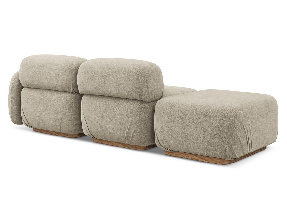 3-SITZER SOFA Links Bouclé Stoff Grau - Silberfarben/Braun, Holz/Textil (95/73/258cm) - Makamii